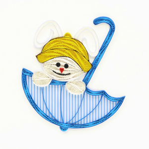 Tarjeta de Quilling con Diseño de Gatito con Paraguas, Tarjeta de Felicitación Hecha a Mano con Sobre, Arte en Papel, Regalo para Bebé - Product Image 2