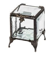 Boîte à bijoux en verre au design élégant boîte à bijoux en verre en métal et fer boîte décorative à bijoux chère meilleure vente