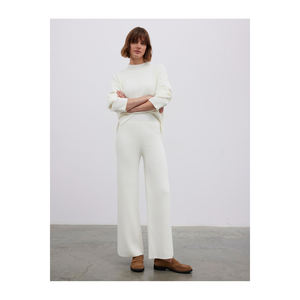 กางเกงขายาวผ้าผสมขนสัตว์ เอวสูง ทรงกางเกงป้องกันขนร่วง - Product Image 5