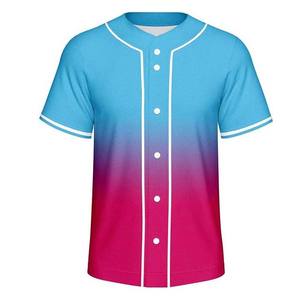 Jersey de béisbol en blanco para hombres, camisas informales con botones, manga corta, nombre del equipo, uniforme deportivo, impresión por sublimación de poliéster - Product Image 1