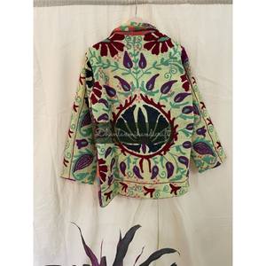 Chaqueta corta de invierno para mujer con bordado a mano Suzani Ventage tamaño libre tendencia forro lateral corto procesamiento en bruto para invierno - Product Image 4