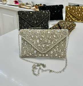 Handcrafted Designer Crystal Stone Beaded Embroidery Bridal Evening <b>Clutches</b> Elegantly Crafted for the Perfect Touch of Luxury - Product Image 5