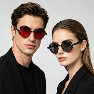 Retro Punk Metal <b>Round</b> Frame <b>Sun</b> <b>Glasses</b> Custom Logo Classic Eyeglasses Men Steampunk Sunglasses - Product Image 1