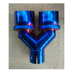 Pot d'échappement de moto avec revêtement bleu titane PVD, résistant aux hautes températures, finition premium durable pour les motos de performance - Product Image 1