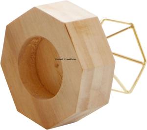Modern Premium Home Accessories Trending Wooden <b>Candle</b> Holder with Square and Hexagon Shapes Metal Stand for Home Decoration - Product Image 3