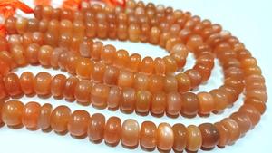 Natural Peach <b>Moonstone</b> Beads for Jewelry Making 6-8mm Rondelle Shape Smooth Plain 8 Inches Long Strands for <b>Bracelets</b> - Product Image 2