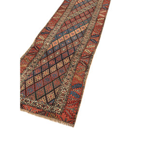 พรมขนสัตว์ถักมือ Kiaan Paem-1300 สีเบจและสีน้ำตาล ลายเรขาคณิต สำหรับห้องนั่งเล่น วัยรุ่น ทางเข้าบ้าน และโถงทางเดิน - Product Image 2