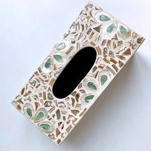 Porte-mouchoirs décoratif vietnamien en nacre pour tables de restaurant haut de gamme avec incrustation de coquillages naturels irisés - Product Image 6