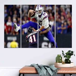 Tableau imprimé sur toile élégant : hommage à Josh Allen pour la chambre d'un garçon, lot de 4 toiles - Product Image 1
