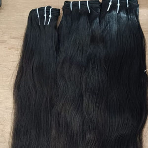 Venta al por mayor de cabello humano virgen indio Remy con cutícula alineada, sin procesar, natural, de templo, con doble trama a máquina. - Product Image 6