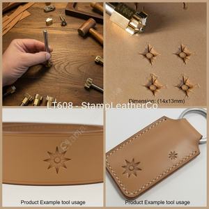LT608 Sello de cuero Starburst geométrico 14x13mm (5/9 \ "X 1/2 \") para manualidades de cuero - Product Image 1