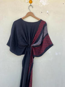 Caftán de seda reciclado estilo bohemio cubierta de playa con función de secado rápido 100% gasa informal para verano otoño primavera - Product Image 6