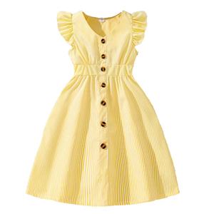 Vestidos de Fiesta de Verano de Algodón 100% en Línea A con Volantes, Lazo Adorable, Flores y Botones para Chicas Adolescentes en Oferta - Product Image 1