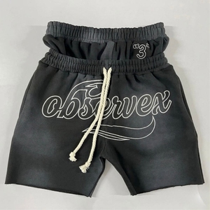 Pantalones Cortos Deportivos de Alta Calidad para Hombre, Estilo Hip Hop, Sólidos, Gruesos, Estampados, 100% Algodón, Cintura Elástica, Secado Rápido, Lavado Ácido - Product Image 1