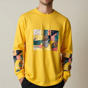 เสื้อยืดแขนยาวสำหรับผู้ชายเสื้อยืดพิมพ์ลายคอกลมสำหรับฤดูร้อน - Product Image 5