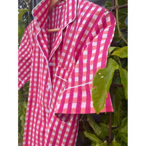 Pijama Largo Doris Day con Cuadros Rosas, Clásico, Romántico, Cómodo, Cintura Elástica, Transpirable, Tejido, Talla Única para Uso en Casa en Invierno - Product Image 2