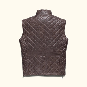 Men's <b>Quilted</b> PU Leather Vest Stand Collar Windproof Winter Sleeveless Jacket Casual Outerwear Solid Color Polyester <b>Wadding</b> - Product Image 2