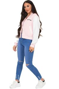 Veste de Baseball universitaire pour femmes Crop Slim Fitness broderie personnalisée coton matelassé vente en gros femmes veste universitaire - Product Image 5