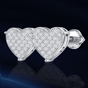 Lujo mujer 14K oro blanco Stud pendiente certificado VVS Moissanite corte brillante diamante estilo lindo joyería fina regalo - Product Image 3