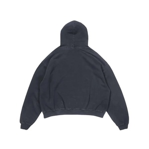 OEM Personnalisé Hommes Premium Quality Boxy Hoodie Vintage Mineral Enzyme Wash Détresse Noir Surdimensionné Acid Wash Zip Brodé - Product Image 5