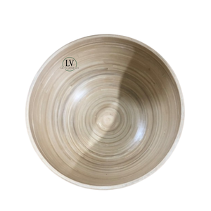 Eco-Friendly Cheapest Price Round Spun Bamboo <b>Bowl</b> With <b>Salad</b> <b>Server</b> For Kitchenwares Restaurant Wholesale From Vietnam - Product Image 4
