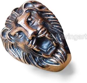 Bague pour homme, bande unie, bague en argent, bague signet lourde, bague lion, Noël, fabrication artisanale, bijoux personnalisés, bague en argent massif 925 - Product Image 4