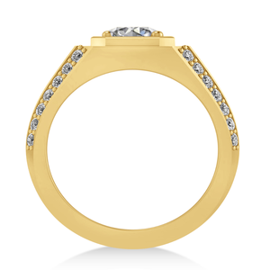 1.5 Carat Forme Ronde Lab Diamant Prong Setting Solitaire Bague de Mariage VVS VS Clarté EF Couleur en Or Jaune 10K pour Homme - Product Image 2