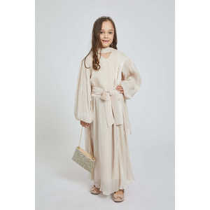 Junior Filles Nude Premium Organza Frost Dainty Embellished Closed Abaya Dress - Product Image 3