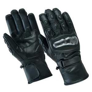 Gants en cuir véritable pour hommes pour l'hiver Gants en cuir de Thinsulate blindés noirs pour motos Vêtements de course automobile personnalisés - Product Image 1