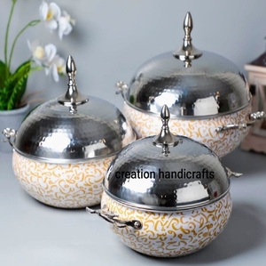 Olla caliente y cazuela moderna de madera y metal con acabado de nogal elegante para uso en hoteles y hogares - Product Image 4