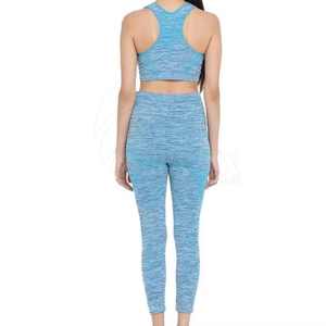 Leggings de Yoga de cintura alta con Top corto deportivo elástico, conjuntos de entrenamiento de poliéster para mujer, ropa de gimnasio, trajes de 2 piezas - Product Image 2