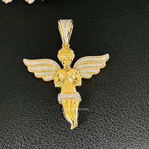 Pendentif Hip Hop VVS - VS Lab Grown Diamond Angel Baby, pendentif 3D Angel Baby en or 14K, pendentif Angel Baby 3D - Product Image 4