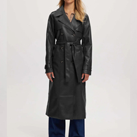 Nouveautés 2025 – Manteau trench vintage en cuir de mouton véritable tricoté pour femme, grande taille, coupe-vent et respirant en coton