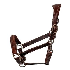 Licol en cuir anglais extra confortable de qualité supérieure en cuir de selle marron et noir de La Havane avec quincaillerie réglable - Product Image 2