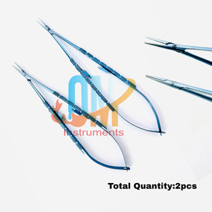 Portaagujas Castroviejo de Alta Calidad Premium de OldMed Instruments, 18 cm/7'', 20 cm/8'', Mango de Titanio con Bloqueo, Uso Oftálmico - Product Image 2
