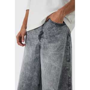 กางเกงยีนส์เอวสูงสำหรับผู้ชายกางเกงยีนส์ขาบานเอวสูงล้างแบบวินเทจสำหรับผู้ชายโลโก้แบบออกแบบได้ตามต้องการ - Product Image 6