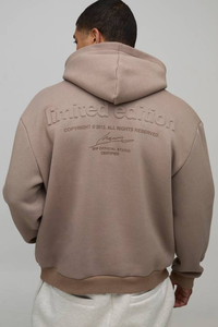 Sweat à capuche épais pour homme, personnalisé, imprimé et brodé, coupe oversize, en molleton de coton uni 500g, sans cordon - Product Image 5