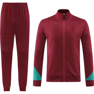 Conjunto de chándal de corte entallado sólido estampado para hombre OEM con chaqueta y pantalones con cremallera para gimnasio trotar fútbol - Product Image 3