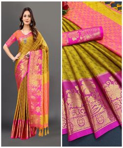 Collection de mariage indien doux Banarsi soie Saree prix le plus bas du marché Surat Gujarat vêtement ethnique ApparelGarment - Product Image 3