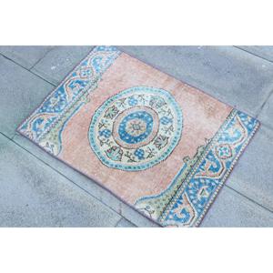 Alfombra Turca Pequeña de 1.8x2.7 pies, Alfombra Azul Vintage del Suroeste - Product Image 2