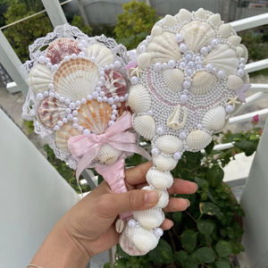 Espejo de tocador de estilo costero de Vietnam hecho a mano con marco de concha marina real para una decoración elegante por 99 Gold Data - Product Image 1