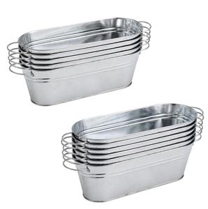 Jardinières de fleurs fraîches galvanisées en fer de forme ovale populaire pour jardinière décorative de patio de jardin à la maison avec poignées - Product Image 5