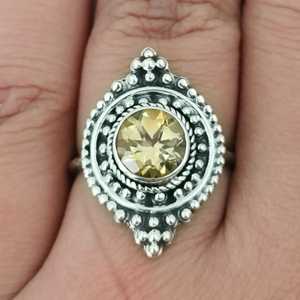 Navya <b>Craft</b> Handmade 925 Sterling Silver <b>Ring</b> Natural Citrine November Birthstone Cut Stone Size 4/14 for Christmas Gift - Product Image 5