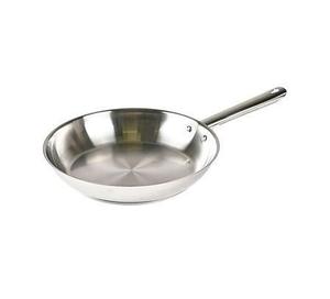 Poêle à frire de cuisine moderne avec fond de sandwich Poêle à frire antiadhésive ronde et durable en acier inoxydable argenté - Product Image 1