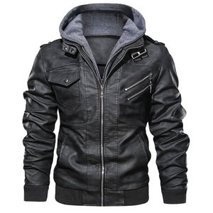 Veste en cuir à capuche, confortable, texture douce, logo personnalisé disponible, pour la mode de rue, les tenues quotidiennes, les voyages et les vêtements d'extérieur - Product Image 6
