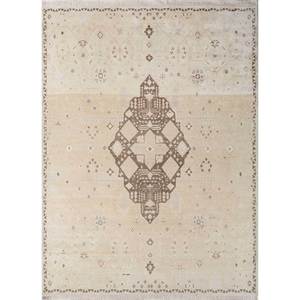 Thyme Ivory Wool Hand Knotted <b>Rugs</b> Large <b>Boho</b> AKWL-13019 Area <b>Rugs</b> for Home for Entryway Hallway Medallion Abstract Rectangle - Product Image 1