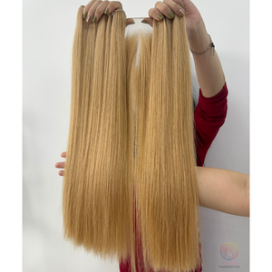 Prix de gros Lisse Soyeux 22 Pouces 2X4 Fermeture Lace #27 Couleur Vietnamien Humain Os Cheveux Raides Bundles - Product Image 3