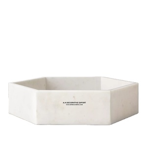 Bol de service en marbre hexagonal de luxe, plateau de service en marbre moderne pour table, vaisselle, vase en marbre pour fleurs - Product Image 1