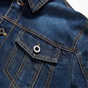 แจ็กเก็ตยีนส์ผ้าฝ้ายสีเข้ม/โพลีเอสเตอร์สำหรับผู้ชายแจ็กเก็ตยีนส์ให้ความอบอุ่นสำหรับฤดูหนาว - Product Image 2