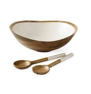 Juego de ensaladeras de madera para manualidades de madera, juego de madera dura con servidores, ensaladeras grandes, tazón para servir con cucharas para servir - Product Image 4